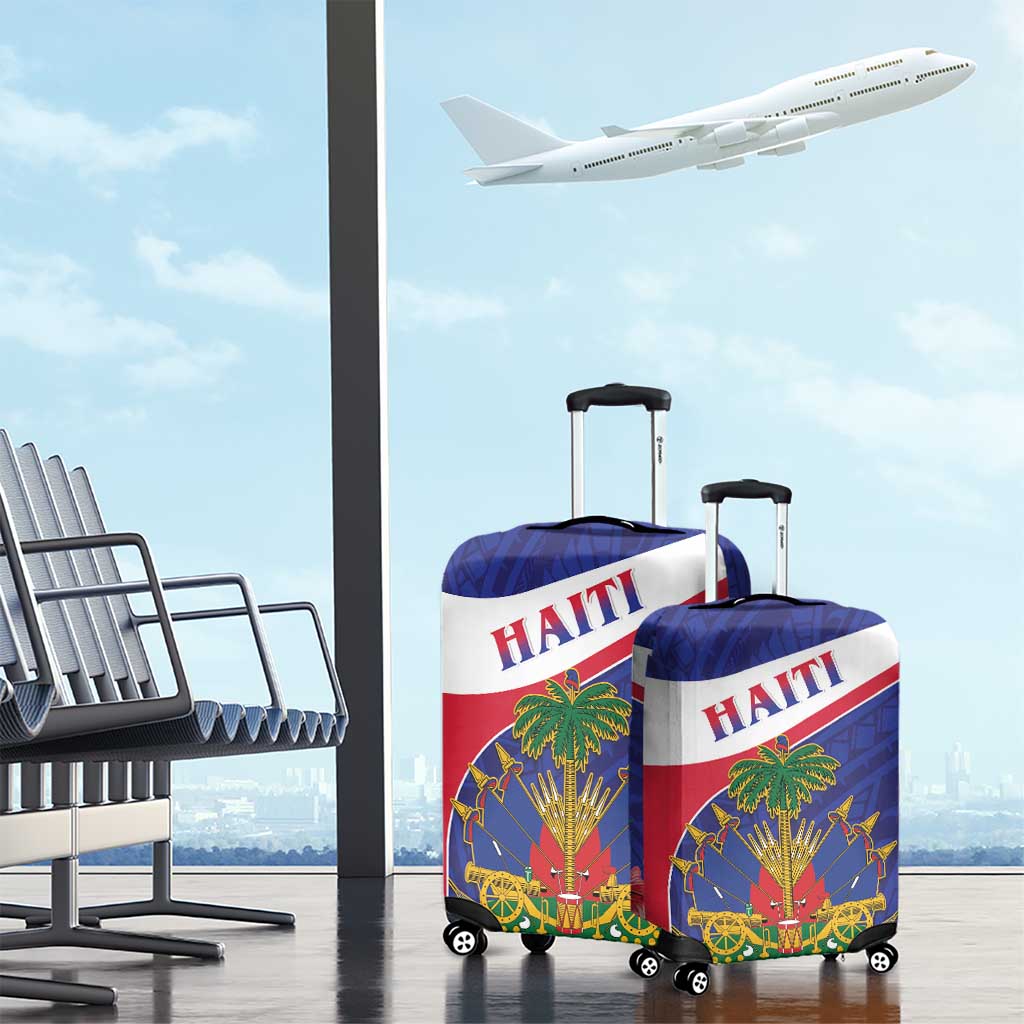 Haiti Luggage Cover Neg Marron Ayiti Map - Hibiscus Polynesian - Wonder Print Shop
