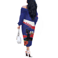 Haiti Off The Shoulder Long Sleeve Dress Neg Marron Ayiti Map - Hibiscus Polynesian - Wonder Print Shop