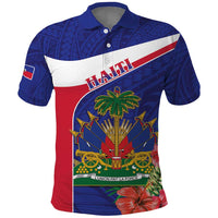 Haiti Polo Shirt Neg Marron Ayiti Map - Hibiscus Polynesian - Wonder Print Shop