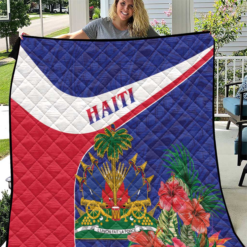 Haiti Quilt Neg Marron Ayiti Map - Hibiscus Polynesian - Wonder Print Shop