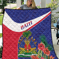 Haiti Quilt Neg Marron Ayiti Map - Hibiscus Polynesian - Wonder Print Shop