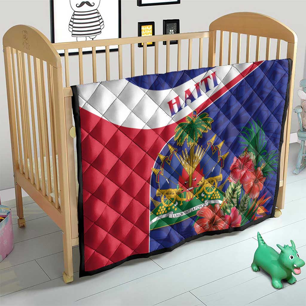 Haiti Quilt Neg Marron Ayiti Map - Hibiscus Polynesian - Wonder Print Shop