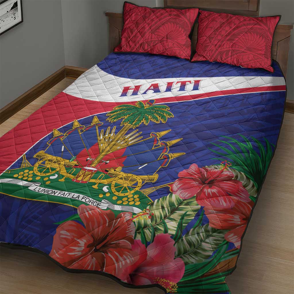 Haiti Quilt Bed Set Neg Marron Ayiti Map - Hibiscus Polynesian - Wonder Print Shop