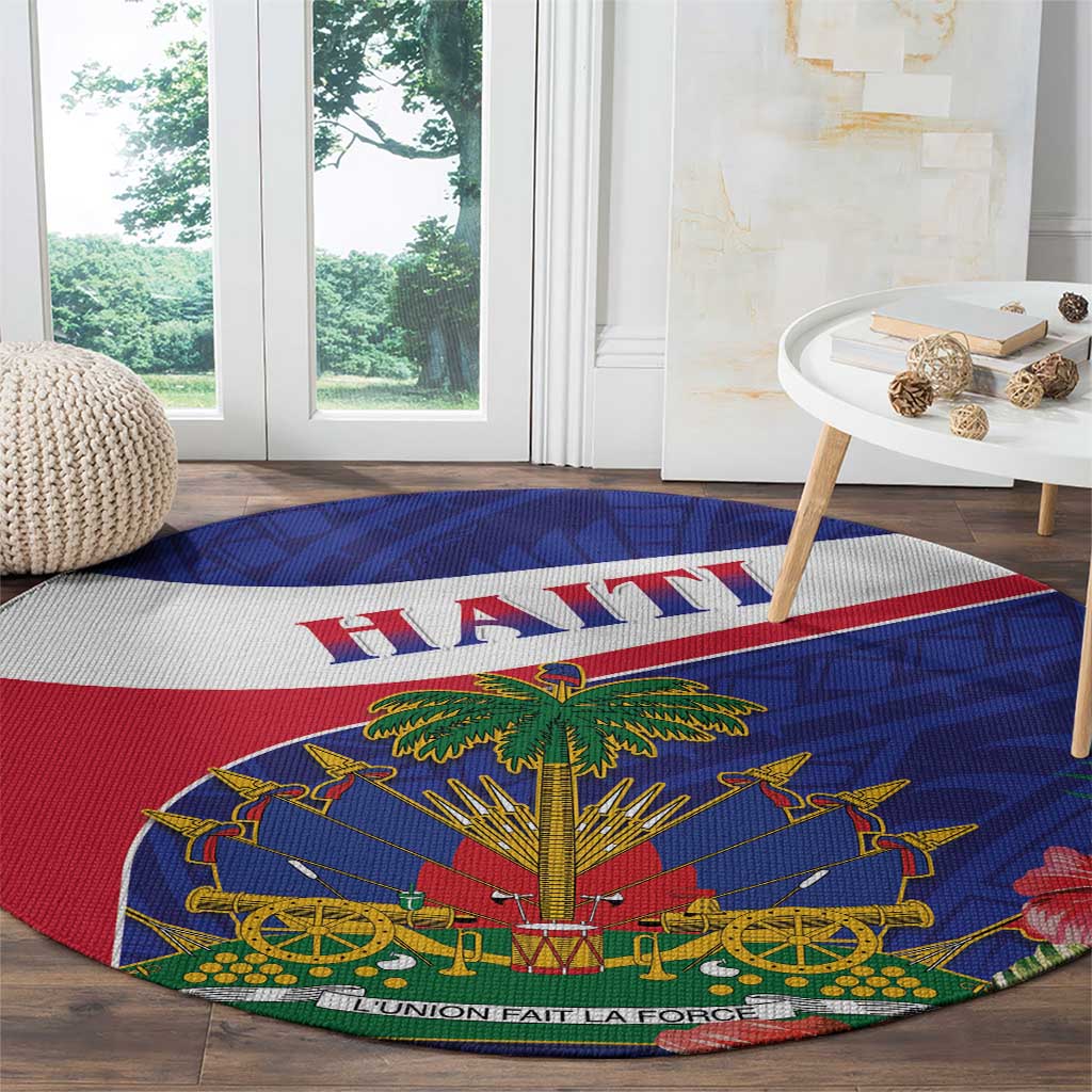 Haiti Round Carpet Neg Marron Ayiti Map - Hibiscus Polynesian