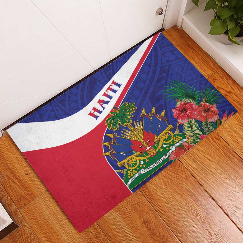 Haiti Rubber Doormat Neg Marron Ayiti Map - Hibiscus Polynesian - Wonder Print Shop