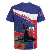 Haiti Rugby Jersey Neg Marron Ayiti Map - Hibiscus Polynesian - Wonder Print Shop