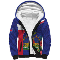 Haiti Sherpa Hoodie Neg Marron Ayiti Map - Hibiscus Polynesian - Wonder Print Shop