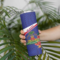 Haiti Skinny Tumbler Neg Marron Ayiti Map - Hibiscus Polynesian - Wonder Print Shop
