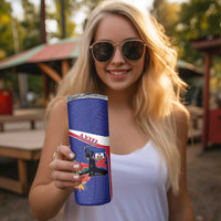 Haiti Skinny Tumbler Neg Marron Ayiti Map - Hibiscus Polynesian - Wonder Print Shop