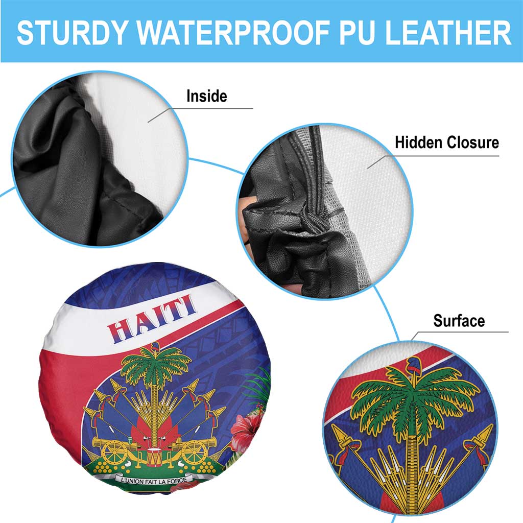 Haiti Spare Tire Cover Neg Marron Ayiti Map - Hibiscus Polynesian - Wonder Print Shop