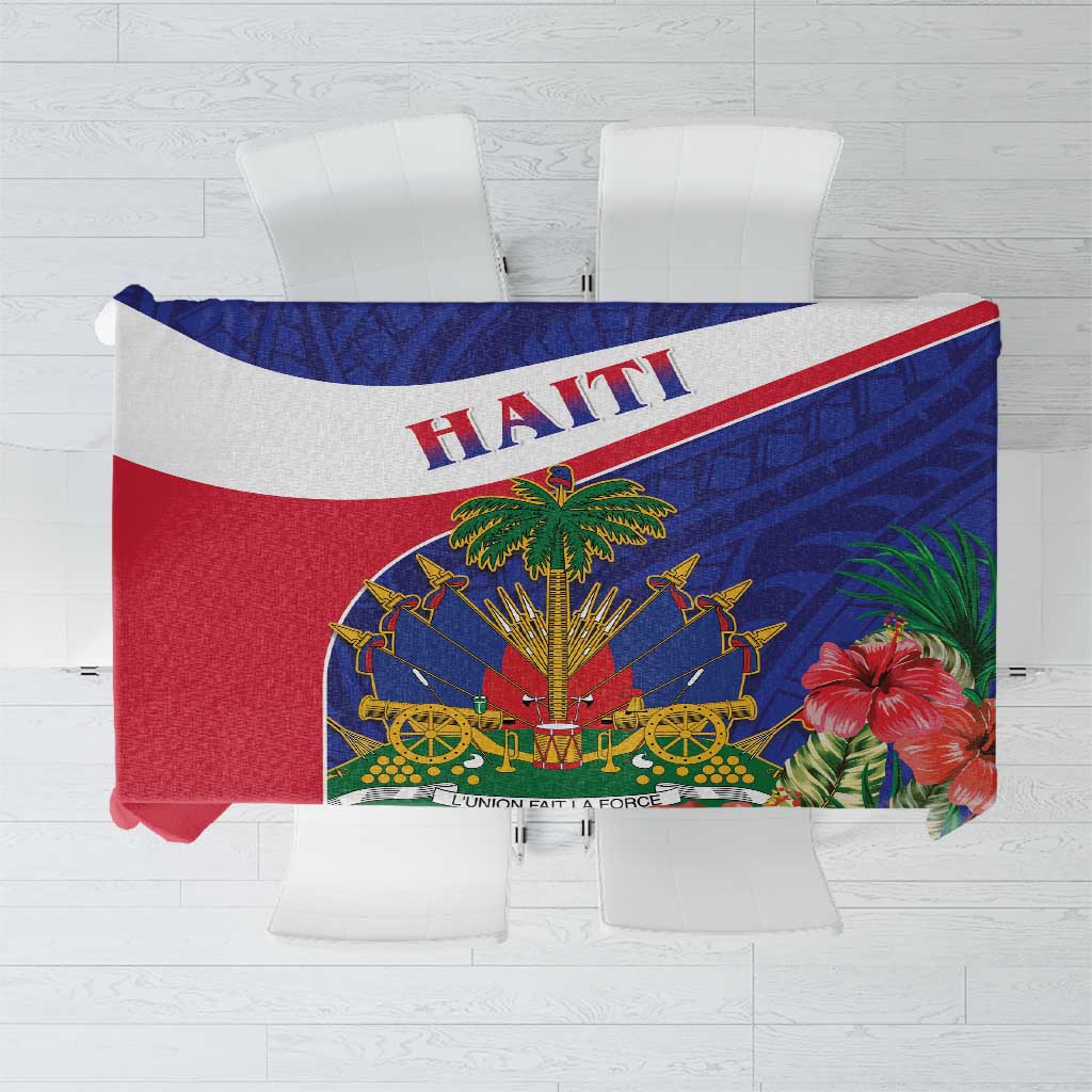 Haiti Tablecloth Neg Marron Ayiti Map - Hibiscus Polynesian - Wonder Print Shop