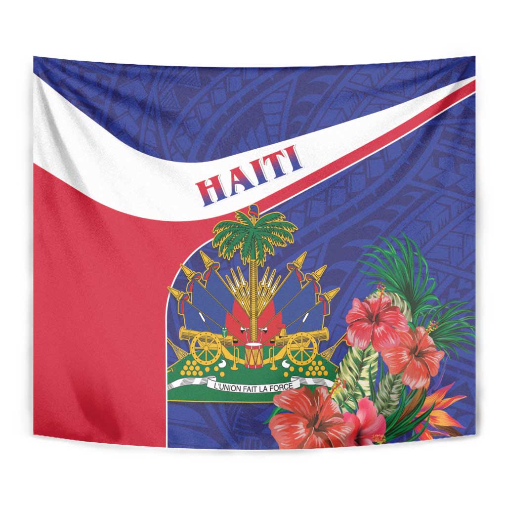 Haiti Tapestry Neg Marron Ayiti Map - Hibiscus Polynesian - Wonder Print Shop