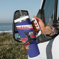 Haiti Tumbler With Handle Neg Marron Ayiti Map - Hibiscus Polynesian - Wonder Print Shop