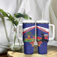 Haiti Tumbler With Handle Neg Marron Ayiti Map - Hibiscus Polynesian - Wonder Print Shop