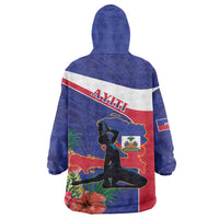 Haiti Wearable Blanket Hoodie Neg Marron Ayiti Map - Hibiscus Polynesian - Wonder Print Shop