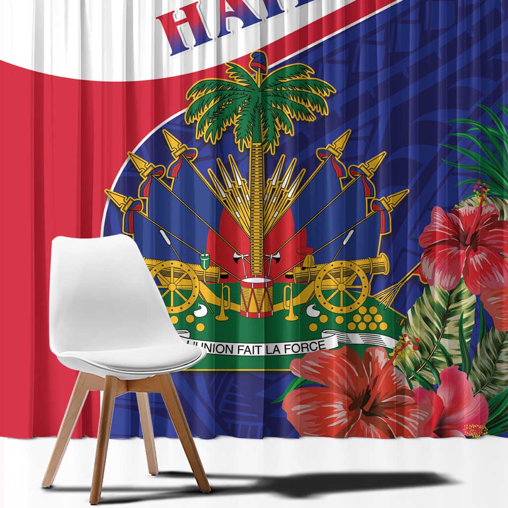 Haiti Window Curtain Neg Marron Ayiti Map - Hibiscus Polynesian - Wonder Print Shop
