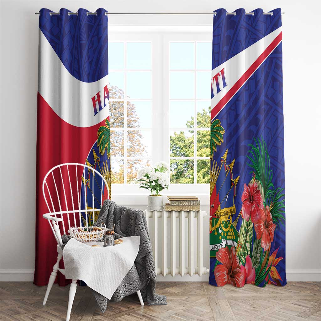 Haiti Window Curtain Neg Marron Ayiti Map - Hibiscus Polynesian - Wonder Print Shop