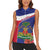 Haiti Women Sleeveless Polo Shirt Neg Marron Ayiti Map - Hibiscus Polynesian - Wonder Print Shop