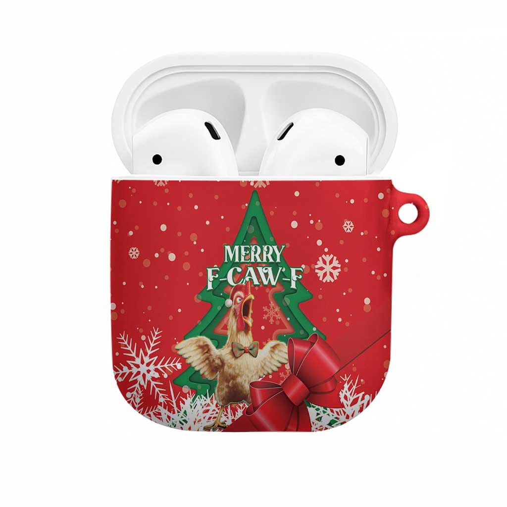 Funny Christmas Chicken AirPods Case Merry F Caw F - Wonder Print Shop