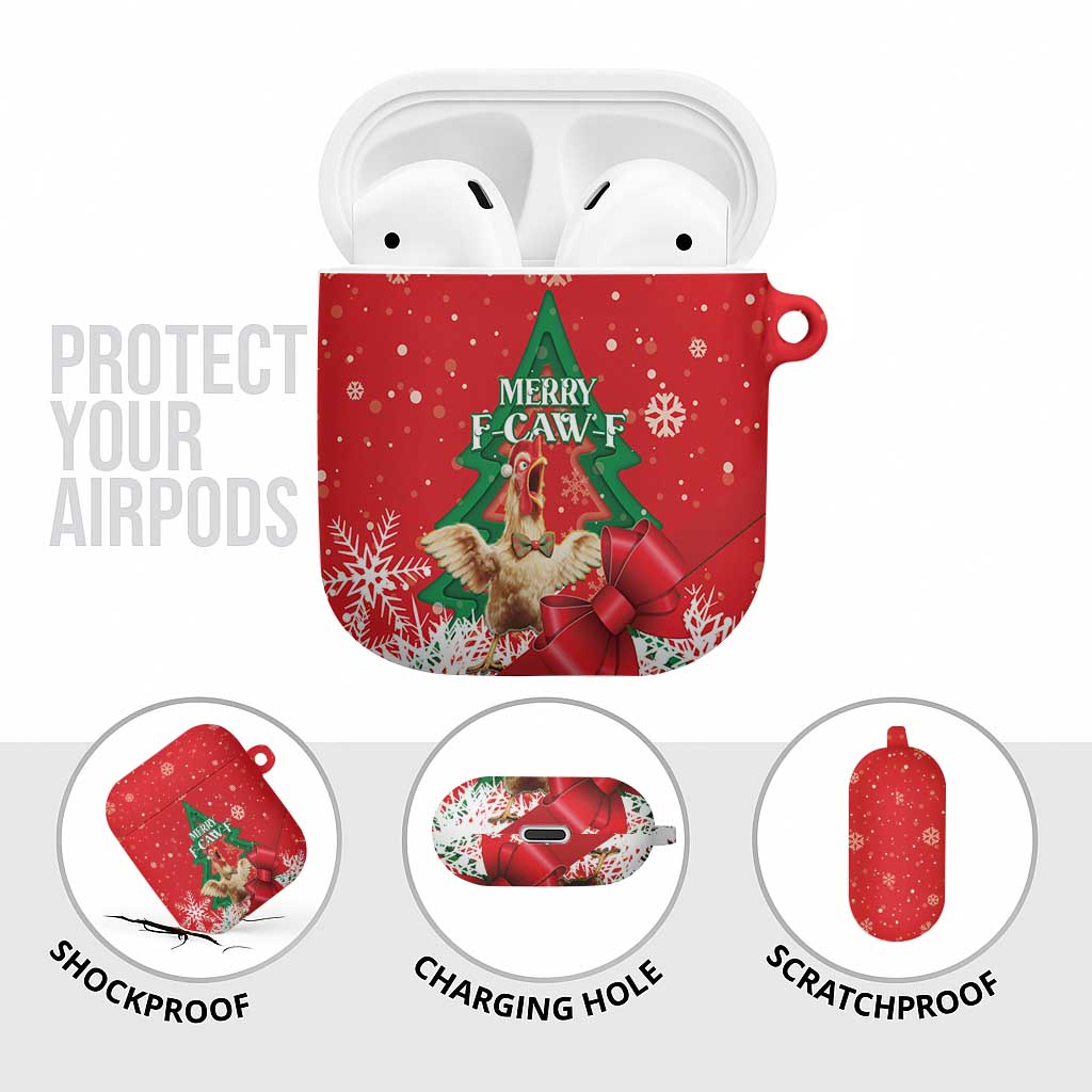 Funny Christmas Chicken AirPods Case Merry F Caw F - Wonder Print Shop