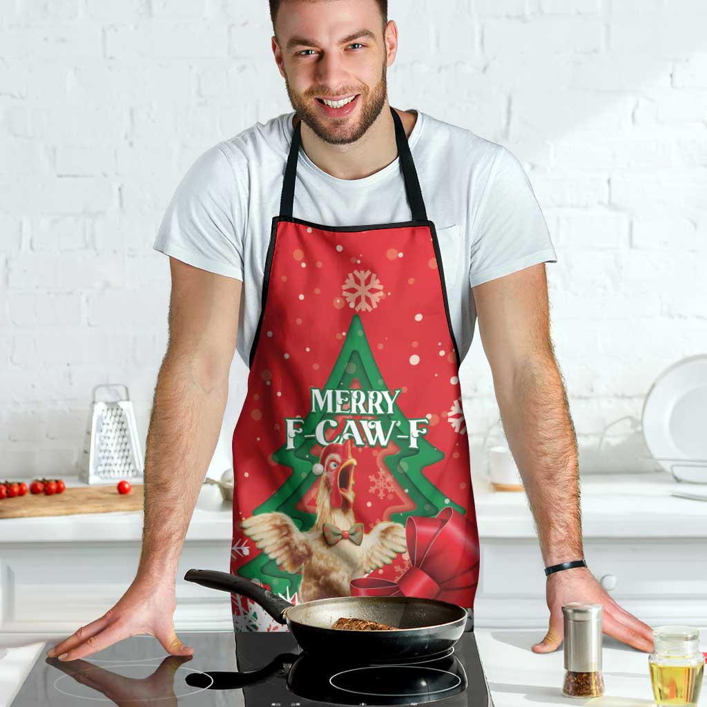 Funny Christmas Chicken Apron Merry F Caw F - Wonder Print Shop