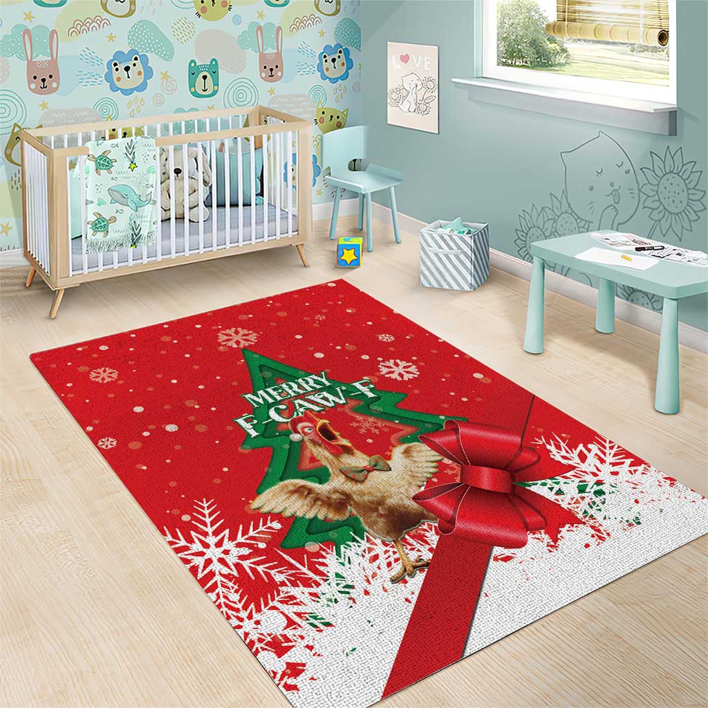 Funny Christmas Chicken Area Rug Merry F Caw F - Wonder Print Shop
