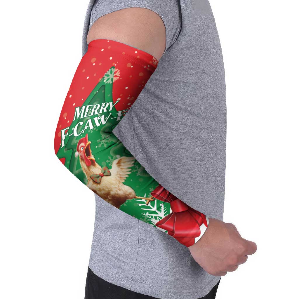 Funny Christmas Chicken Arm Sleeves Merry F Caw F - Wonder Print Shop