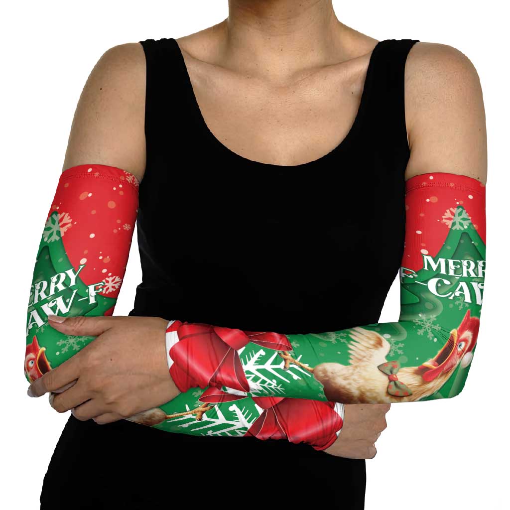 Funny Christmas Chicken Arm Sleeves Merry F Caw F - Wonder Print Shop