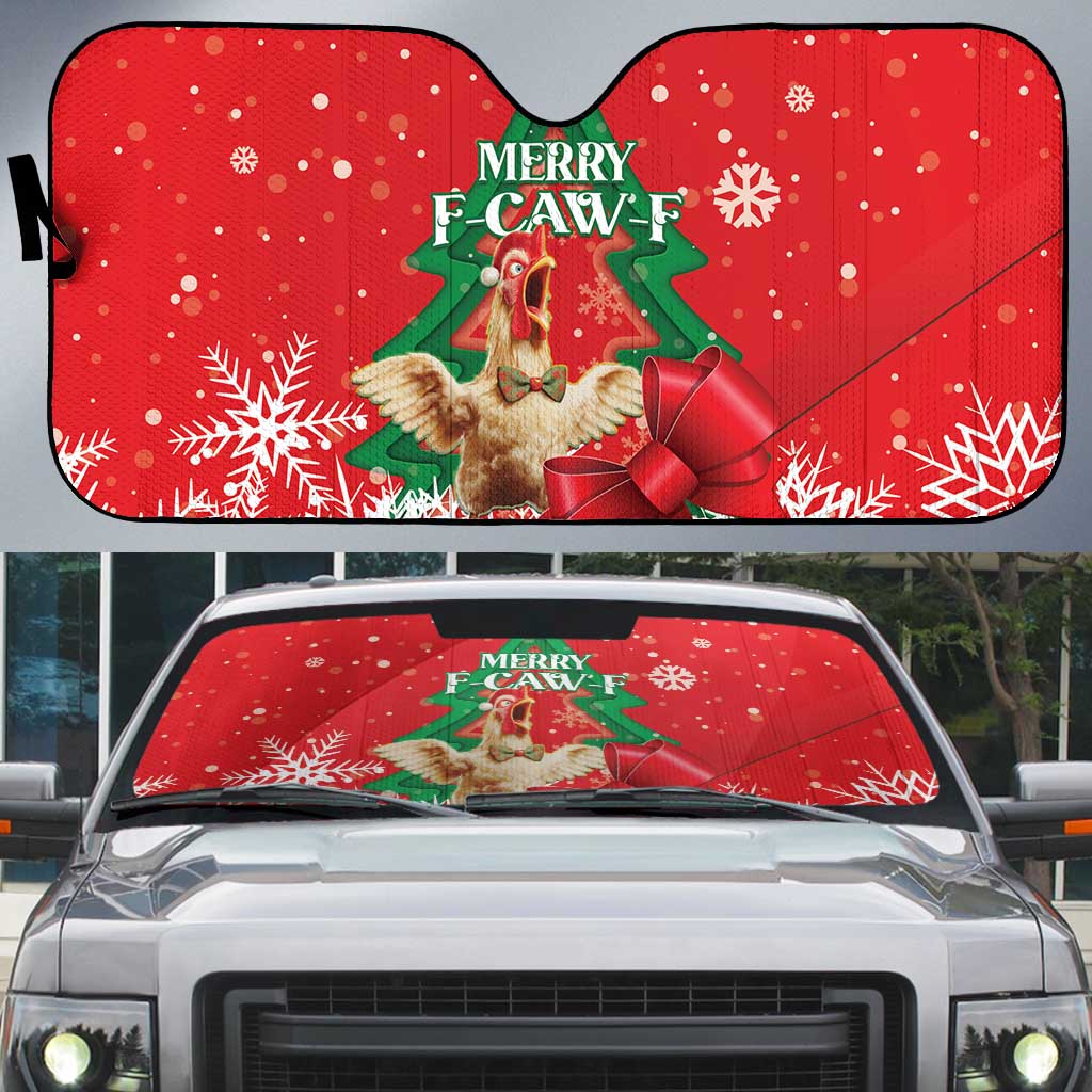 Funny Christmas Chicken Auto Sun Shade Merry F Caw F - Wonder Print Shop