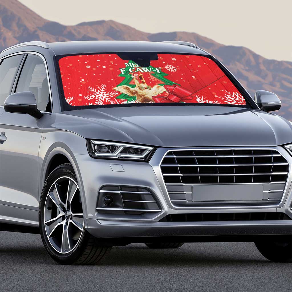 Funny Christmas Chicken Auto Sun Shade Merry F Caw F - Wonder Print Shop