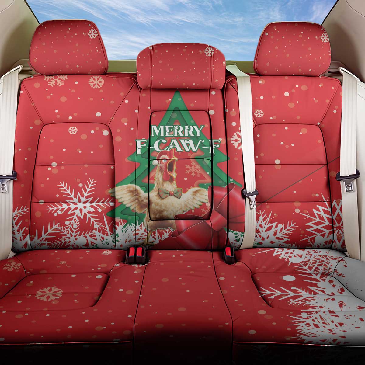 Funny Christmas Chicken Back Car Seat Cover Merry F Caw F - Wonder Print Shop