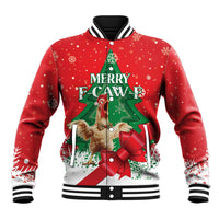 Funny Christmas Chicken Baseball Jacket Merry F Caw F - Wonder Print Shop