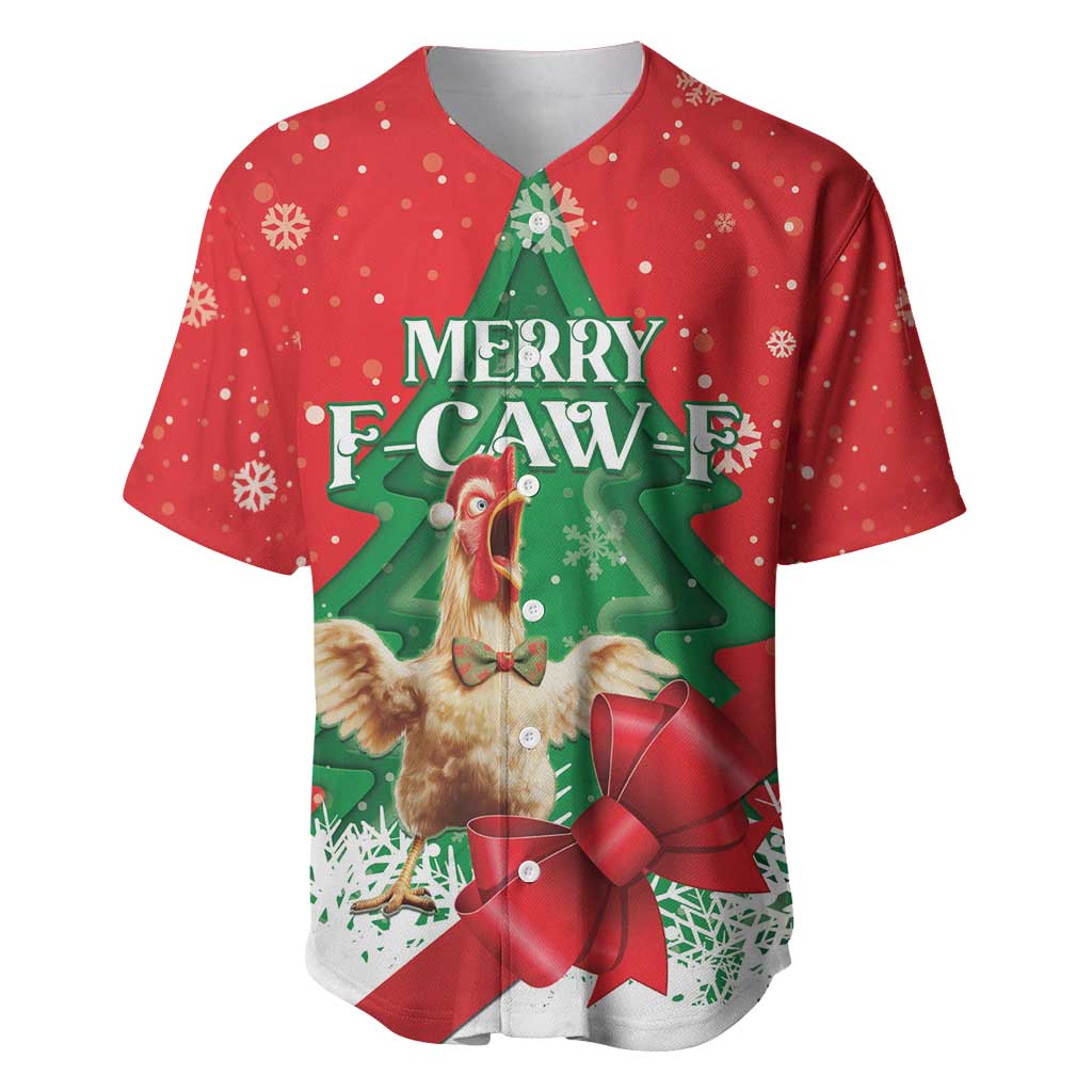 Funny Christmas Chicken Baseball Jersey Merry F Caw F - Wonder Print Shop