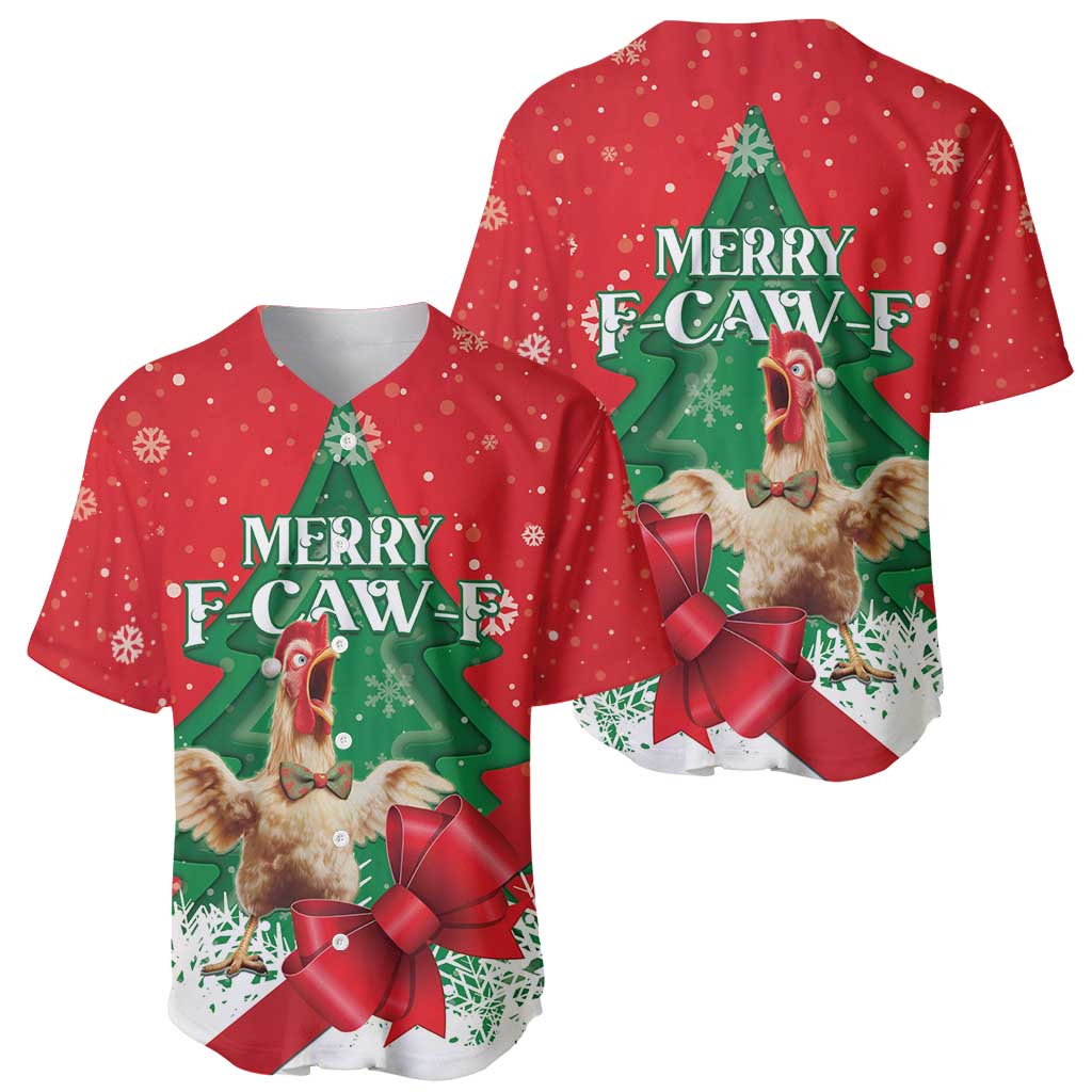 Funny Christmas Chicken Baseball Jersey Merry F Caw F - Wonder Print Shop