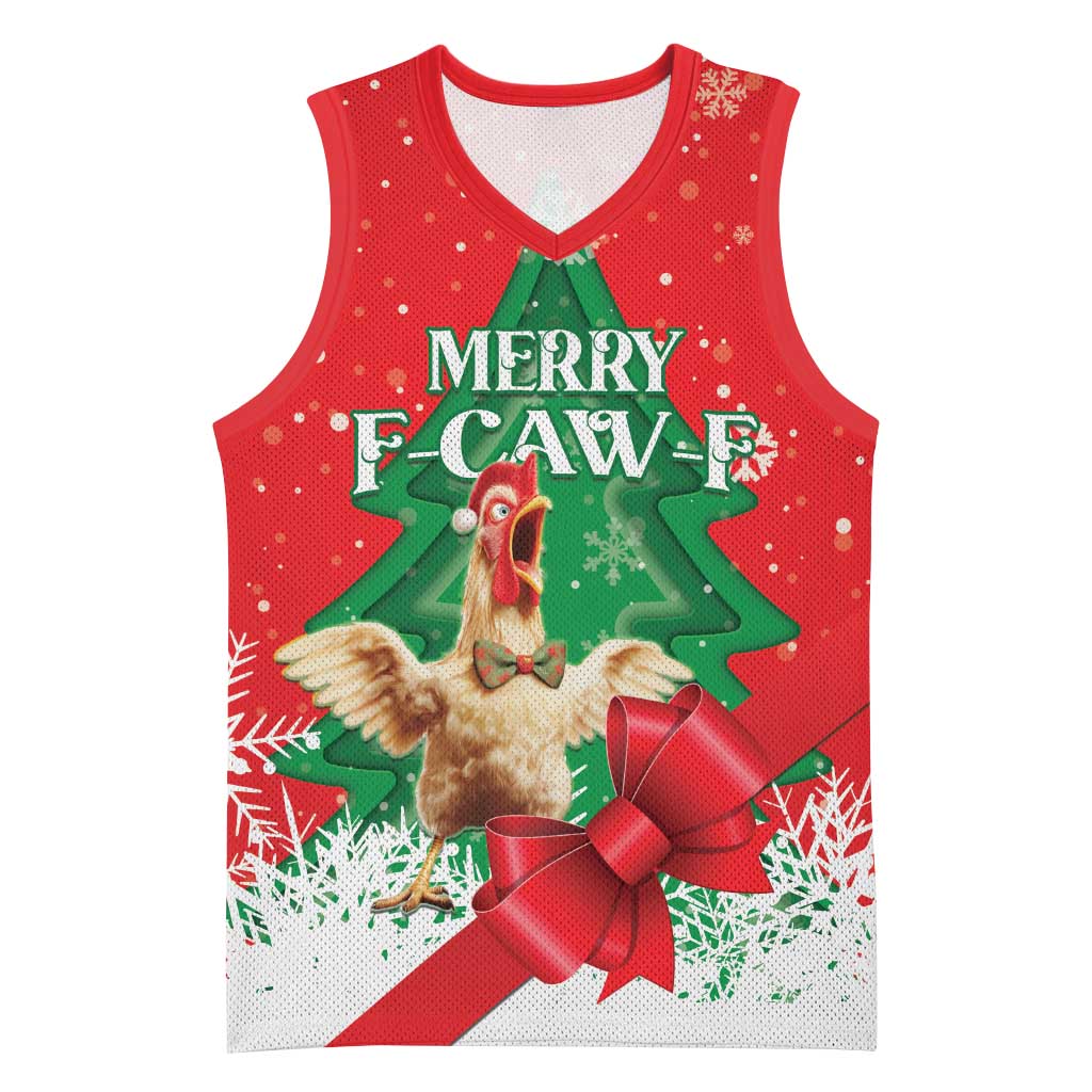 Funny Christmas Chicken Basketball Jersey Merry F Caw F - Wonder Print Shop