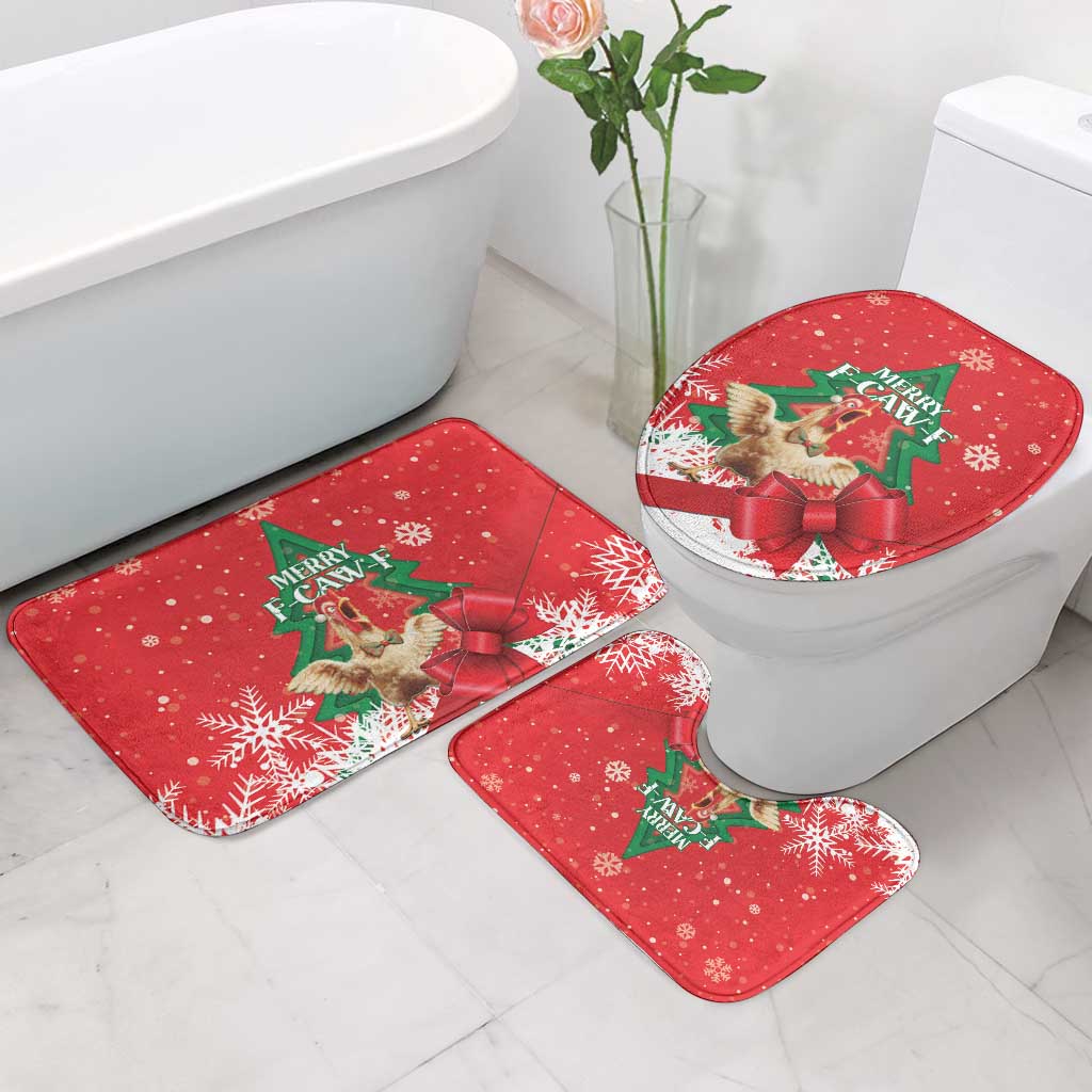 Funny Christmas Chicken Bathroom Set Merry F Caw F - Wonder Print Shop