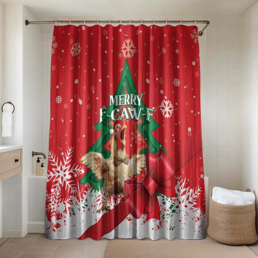 Funny Christmas Chicken Bathroom Set Merry F Caw F - Wonder Print Shop