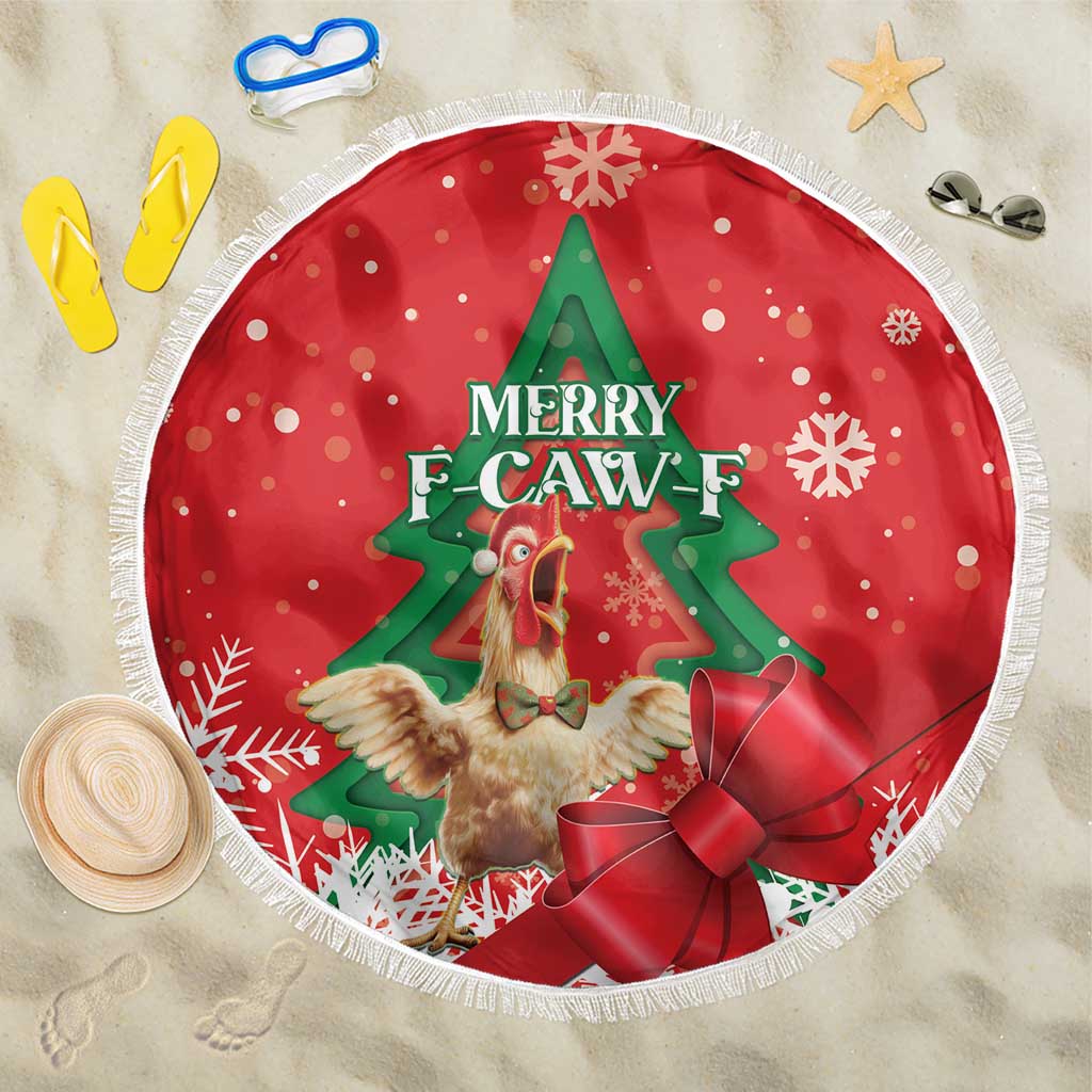 Funny Christmas Chicken Beach Blanket Merry F Caw F - Wonder Print Shop