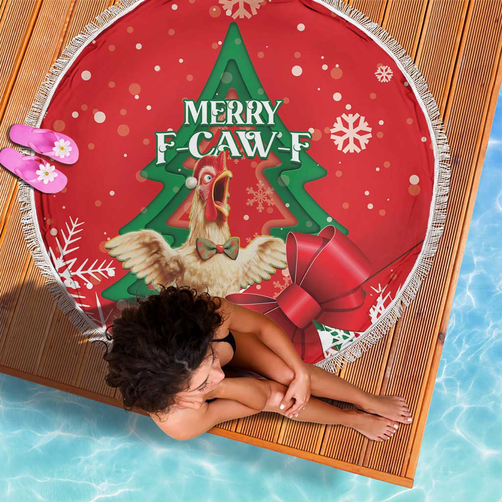 Funny Christmas Chicken Beach Blanket Merry F Caw F - Wonder Print Shop