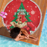 Funny Christmas Chicken Beach Blanket Merry F Caw F - Wonder Print Shop