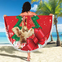 Funny Christmas Chicken Beach Blanket Merry F Caw F - Wonder Print Shop