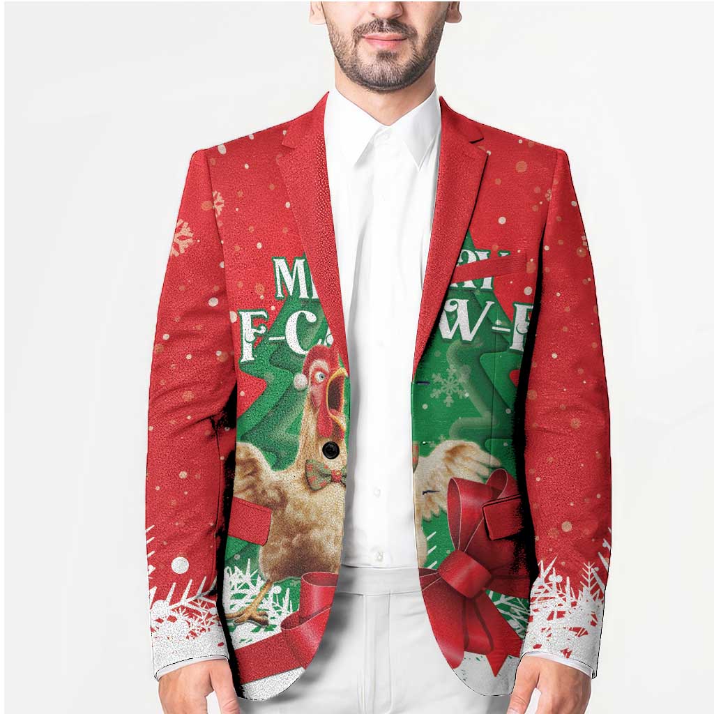 Funny Christmas Chicken Blazer Merry F Caw F - Wonder Print Shop