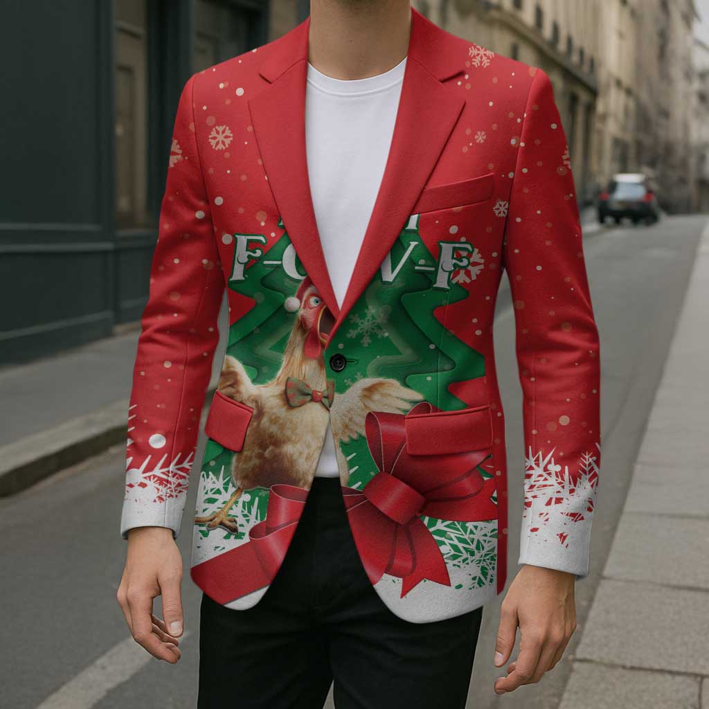 Funny Christmas Chicken Blazer Merry F Caw F - Wonder Print Shop