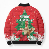 Funny Christmas Chicken Bomber Puffer Jacket Merry F Caw F - Wonder Print Shop