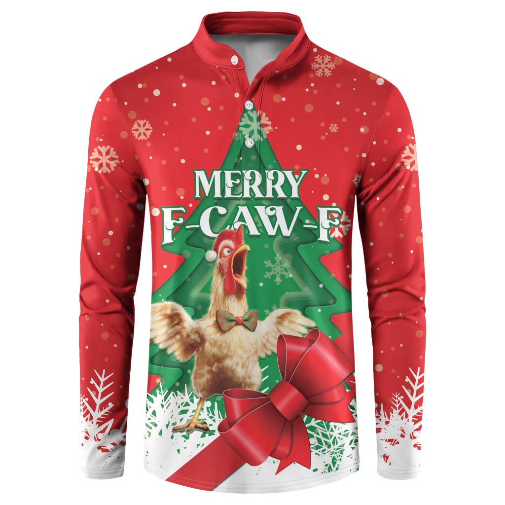 Funny Christmas Chicken Button Sweatshirt Merry F Caw F - Wonder Print Shop