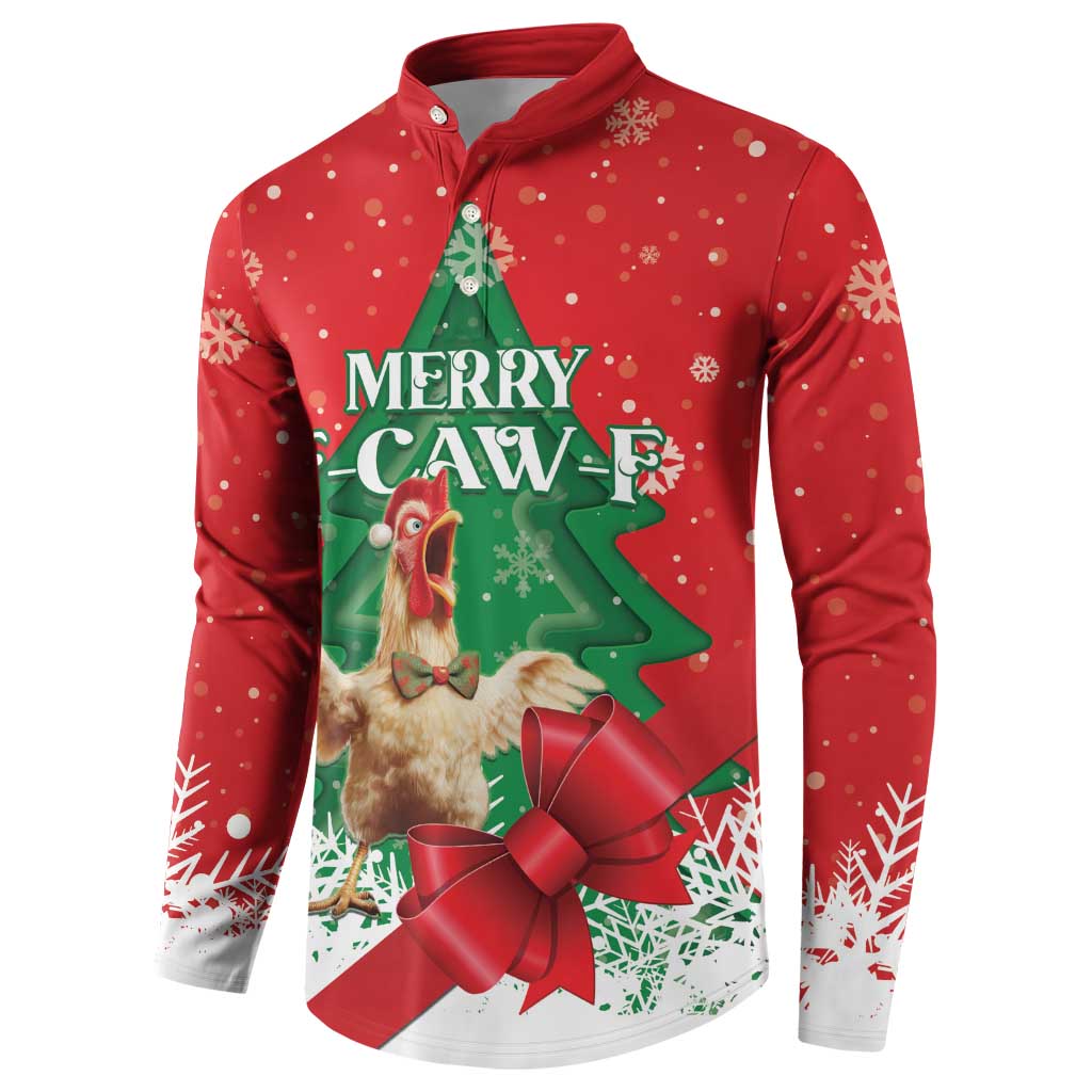 Funny Christmas Chicken Button Sweatshirt Merry F Caw F - Wonder Print Shop