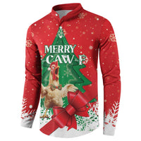 Funny Christmas Chicken Button Sweatshirt Merry F Caw F - Wonder Print Shop
