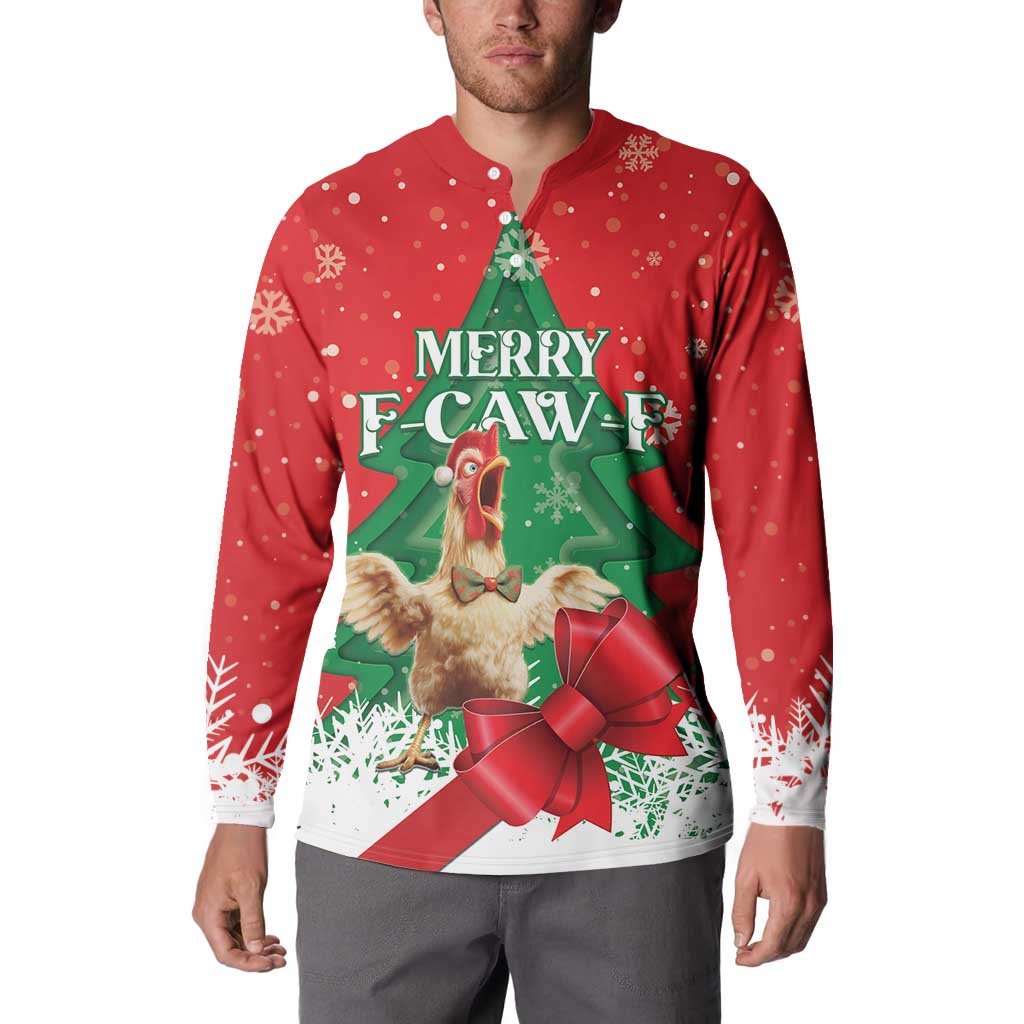 Funny Christmas Chicken Button Sweatshirt Merry F Caw F - Wonder Print Shop