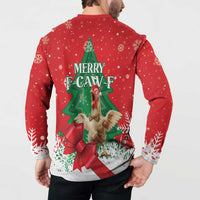 Funny Christmas Chicken Button Sweatshirt Merry F Caw F - Wonder Print Shop