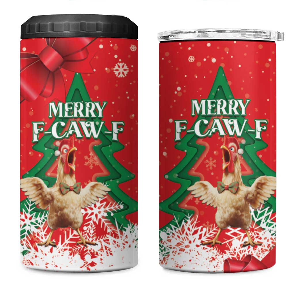 Funny Christmas Chicken 4 in 1 Can Cooler Tumbler Merry F Caw F - Wonder Print Shop